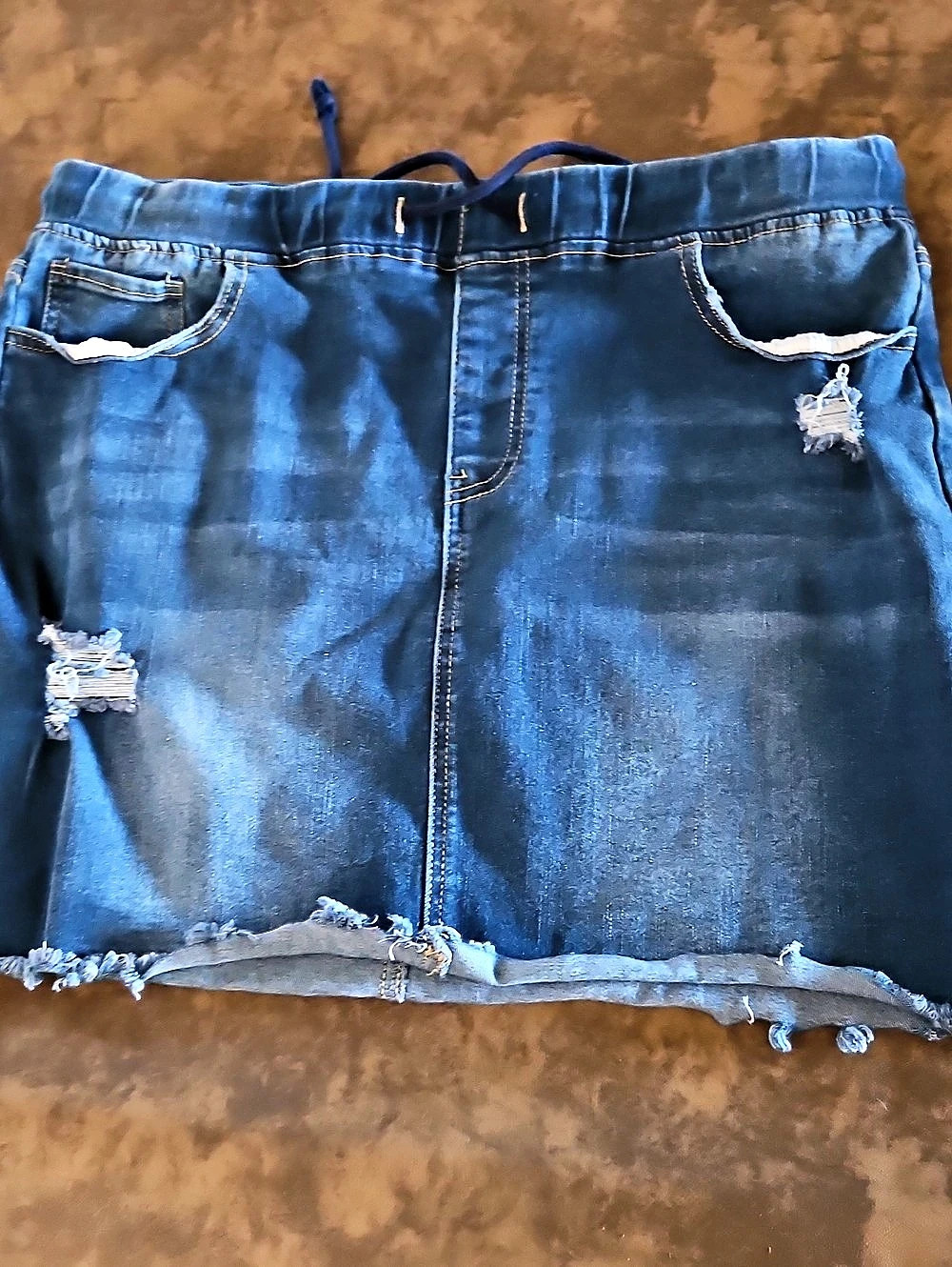 Distressed Blue Jean Skirt